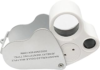 Yasumai DC 30X 60X Loop Magnifier Jewelers Eye Loupe Dual Lens Illuminated Jeweler's Double Eye Loupe Glass Jeweler Jewelry Magnifier Magnifying with LED UV Light 2in1
