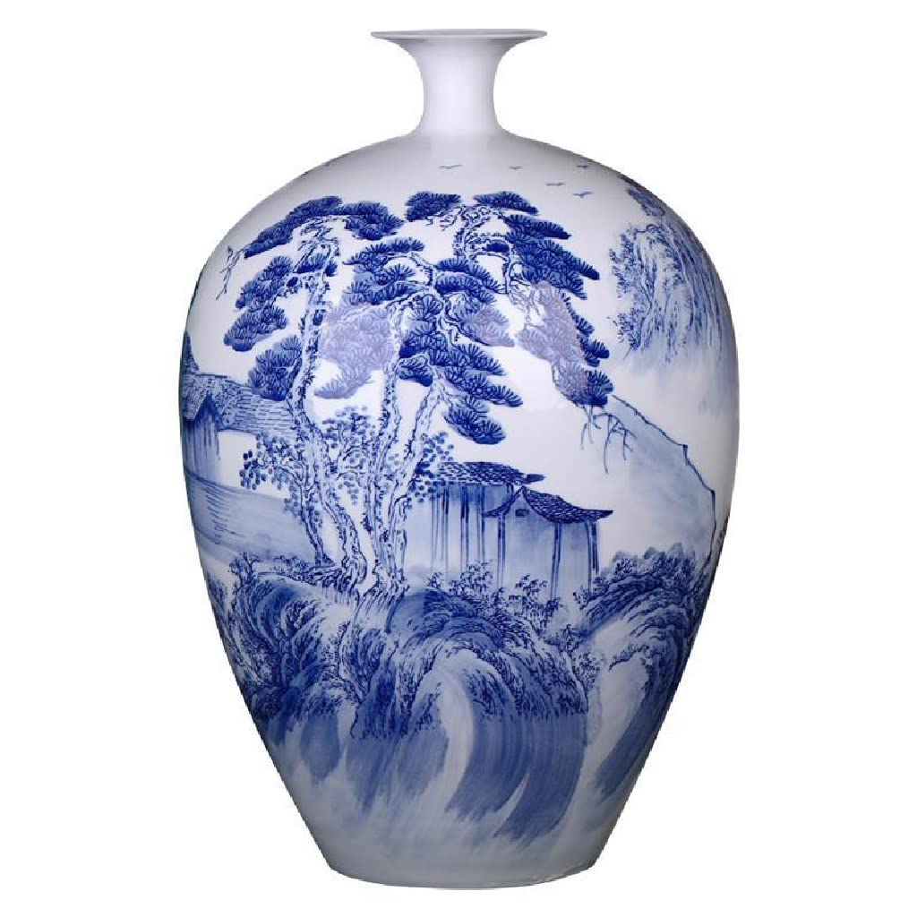 asdchZen Porcelain Hand-Painted Blue And White Porcelain Vase Flower Arrangement Handicraft Ornaments