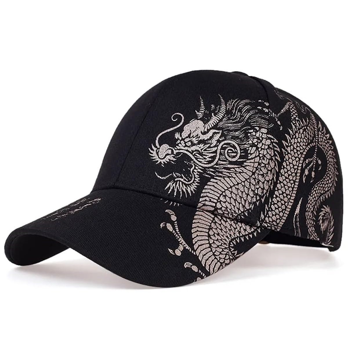 Unisex Cotton Baseball/Cricket Cap | Dragon Design Modern Trucker Cap Snapback Stylish Hat Adjustable Stylish Sports caps for Men & Women | Lightweight Topi | Black (Pack of 1)