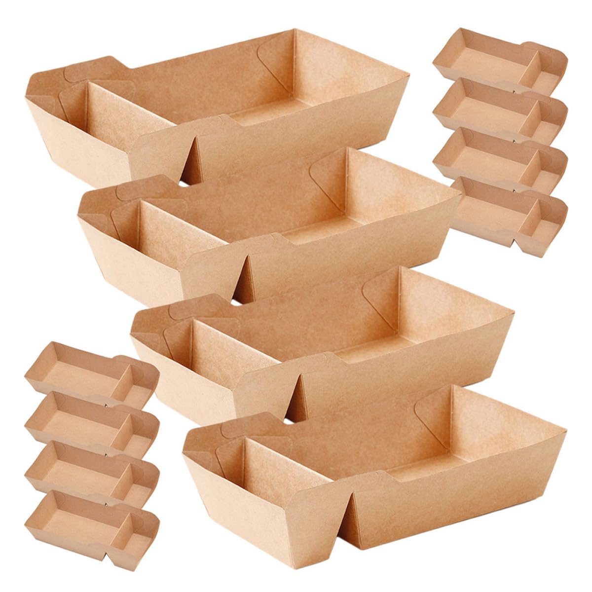 GARVALON Scatole per Snack Usa e Getta 50 Pezzi in Carta Marrone Doppio Scomparto Capacità 440ml Resistenti e Sicure per Alimenti per Feste e Carnevali