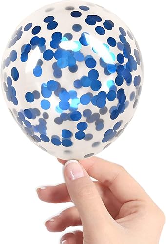 Globos de confeti azul, 40 globos transparentes de 5 pulgadas con confeti en el interior para fiesta de cumpleaños, graduación, compromiso,