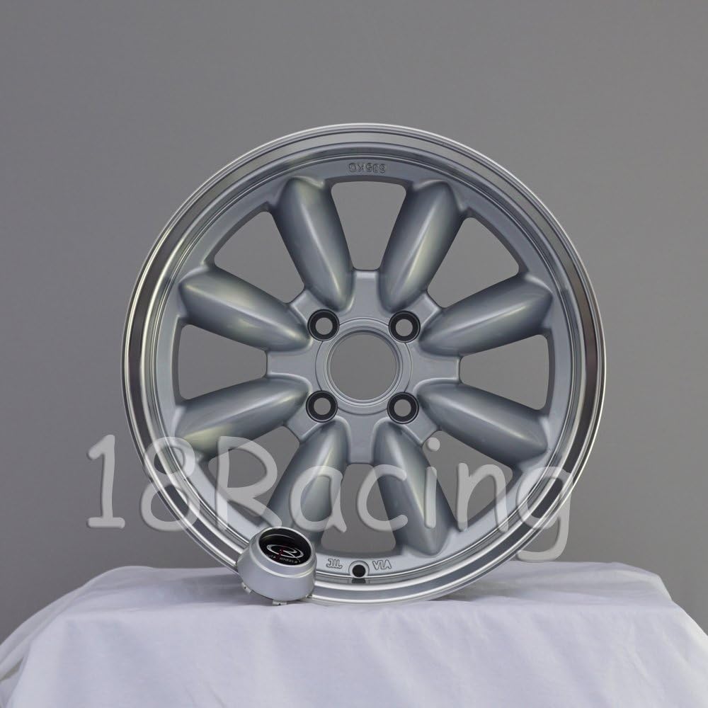 4 PCS ROTA RB WHEELS 15x8 PCD: 4x100 OFFSET: 35 HB:67.1 SILVER WITH POLISH LIP