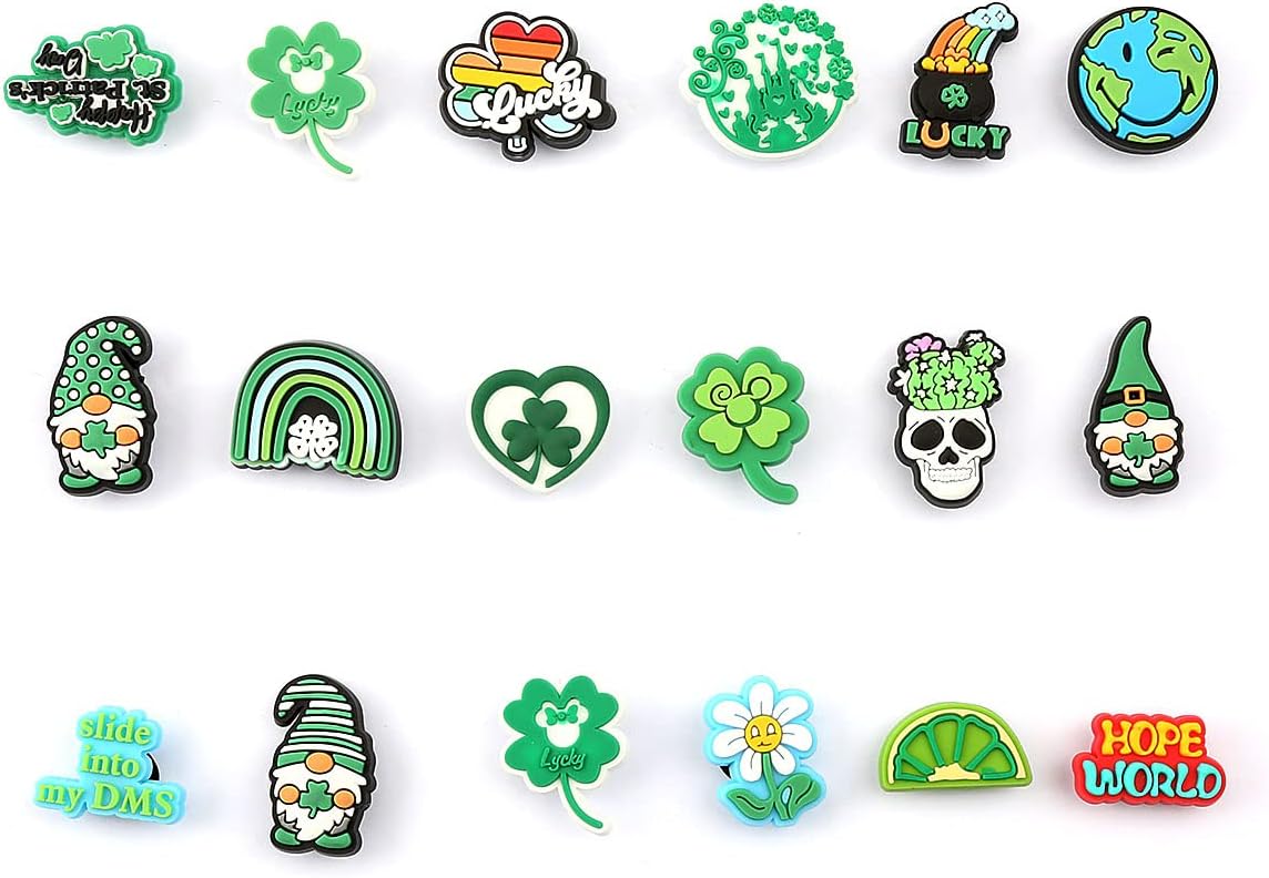 Jagowa 18pcs Shoe Charms Lucky Leaves Flower Shoe Charms for Clogs Different Shape Shoe Wristband Decorations Accessories Birthday Gift