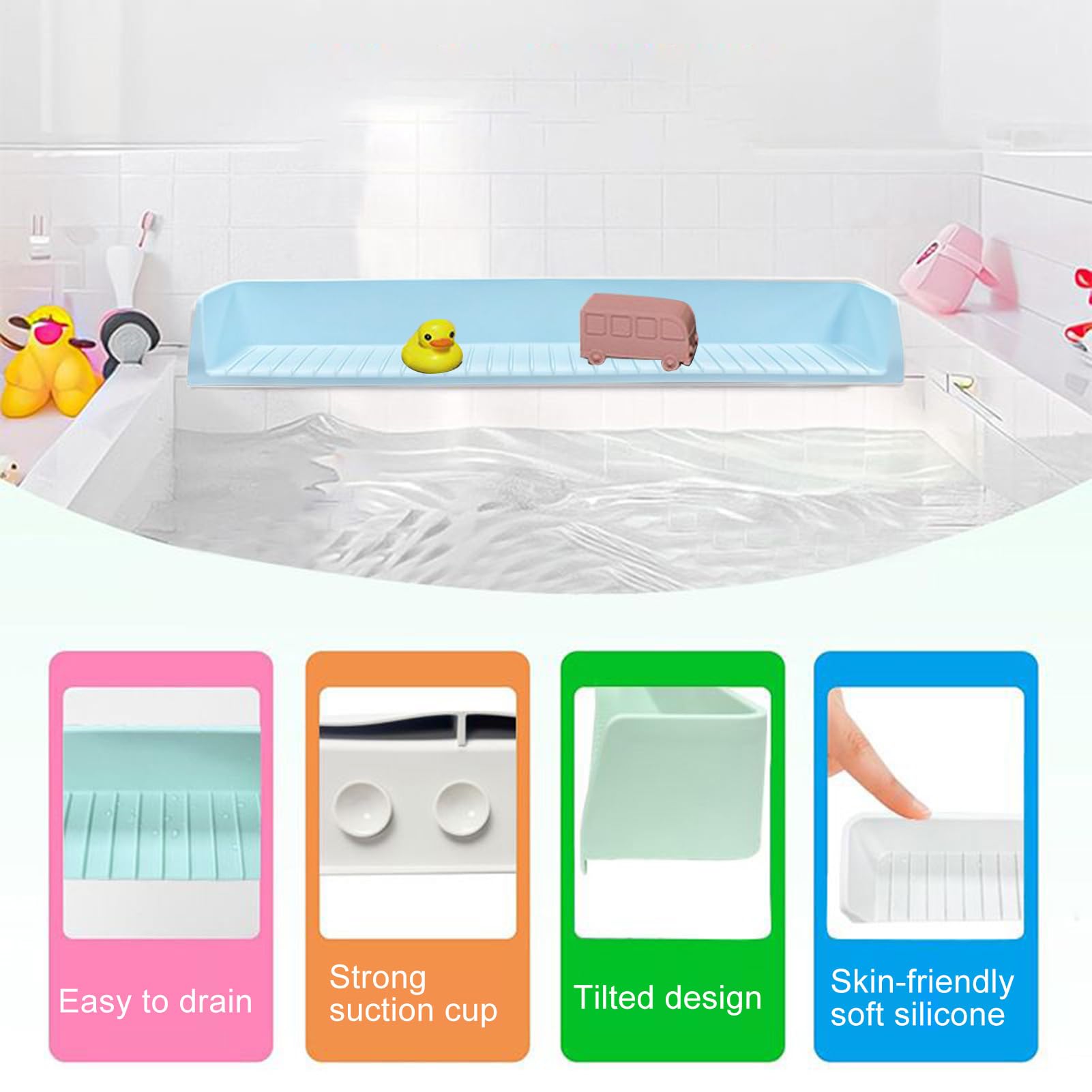 Spritzschutz Für Die Badewanne Silikon Schutzschild Für Das Badezimmer | Aufbewahrung Für Badespielzeug geeignet für Dusche, Badezimmer, Waschbecken, Waschtisch, Arbeitsplatte, Schreibtisch und Ec