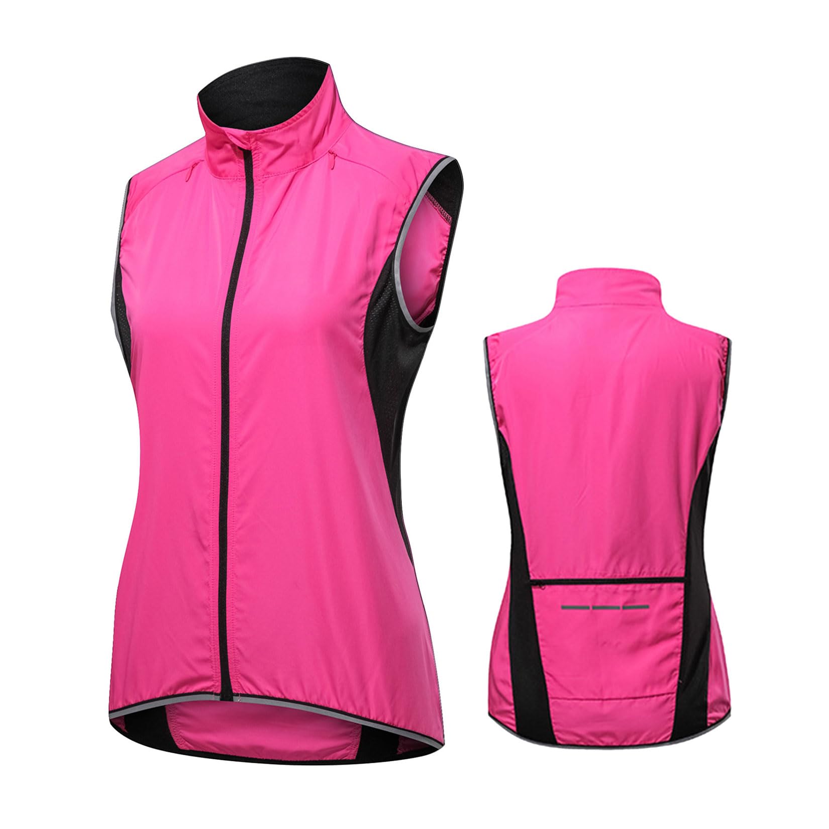 Chaleco De Ciclismo para Mujer, Resistente Al Viento, Transpirable, Reflectante De Alta Visibilidad, Sin Mangas, para Ciclismo De Montaña O Carretera,Pink-L