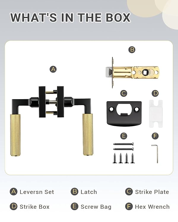 KNOBWELL 1 Pack Black and Gold Door Handle Square Doorknob with Lever Inside Passage Door Handle for Hallway Closet Pantry by KNOBWELL - Used condition - Image 6