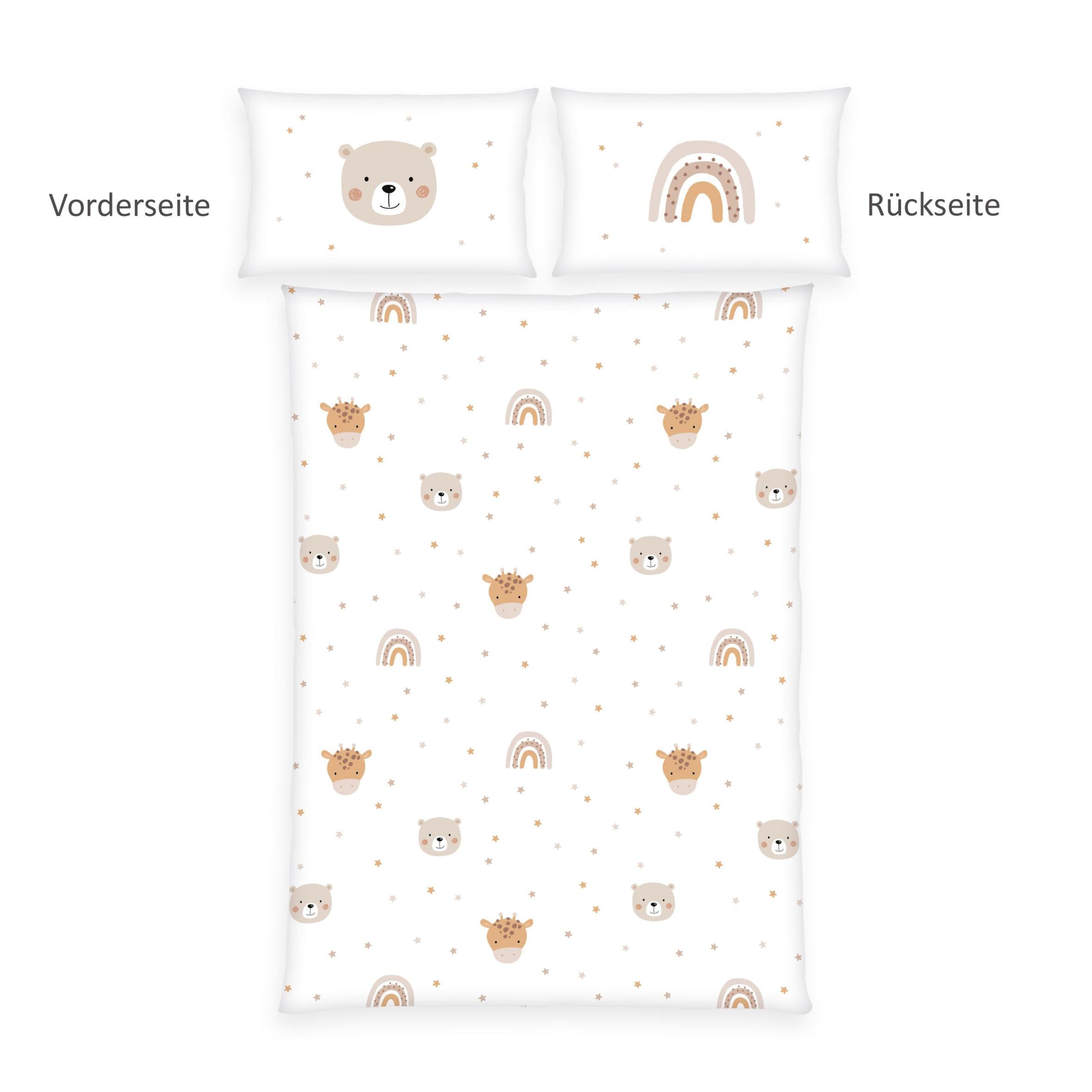 Herding babybest Parure de lit d'hiver Little Friends, Taie d'oreiller 40 x 60 cm avec rabat hôtel, Housse de couette 100 x 135cm, Avec fermeture éclair, 100% coton/flanelle, Twin