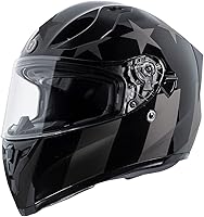 Vista 1 de TORC T15 Casco de motocicleta de cara completa con gráfico, negro brillante Midnight Rider, S