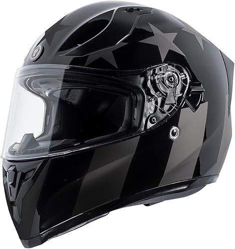 TORC T15 Casco de motocicleta de cara completa con gráfico, negro brillante Midnight Rider, S