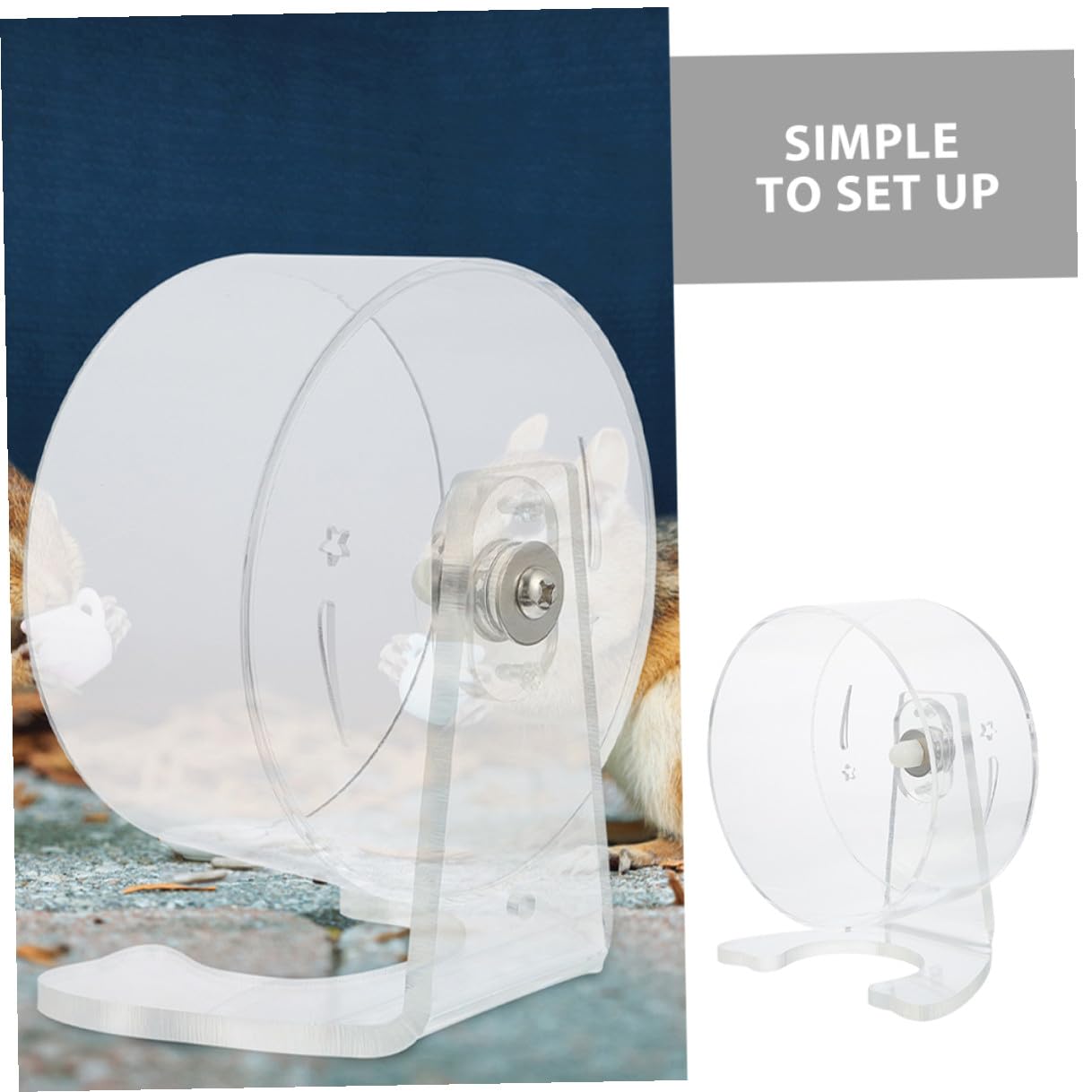 Abaodam Rueda para Hámster Transparente con Soporte Silenciosa para Ejercicio Saludable Superficie Amplia y Resistente para Gerbil y Chinchilla Jaulas Pequeñas