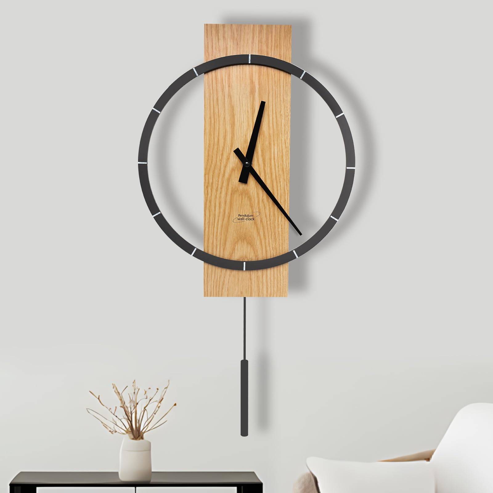 Amazon.co.jp: 振り子時計 木製 壁掛け時計 軽量 掛け時計 静か 金属  