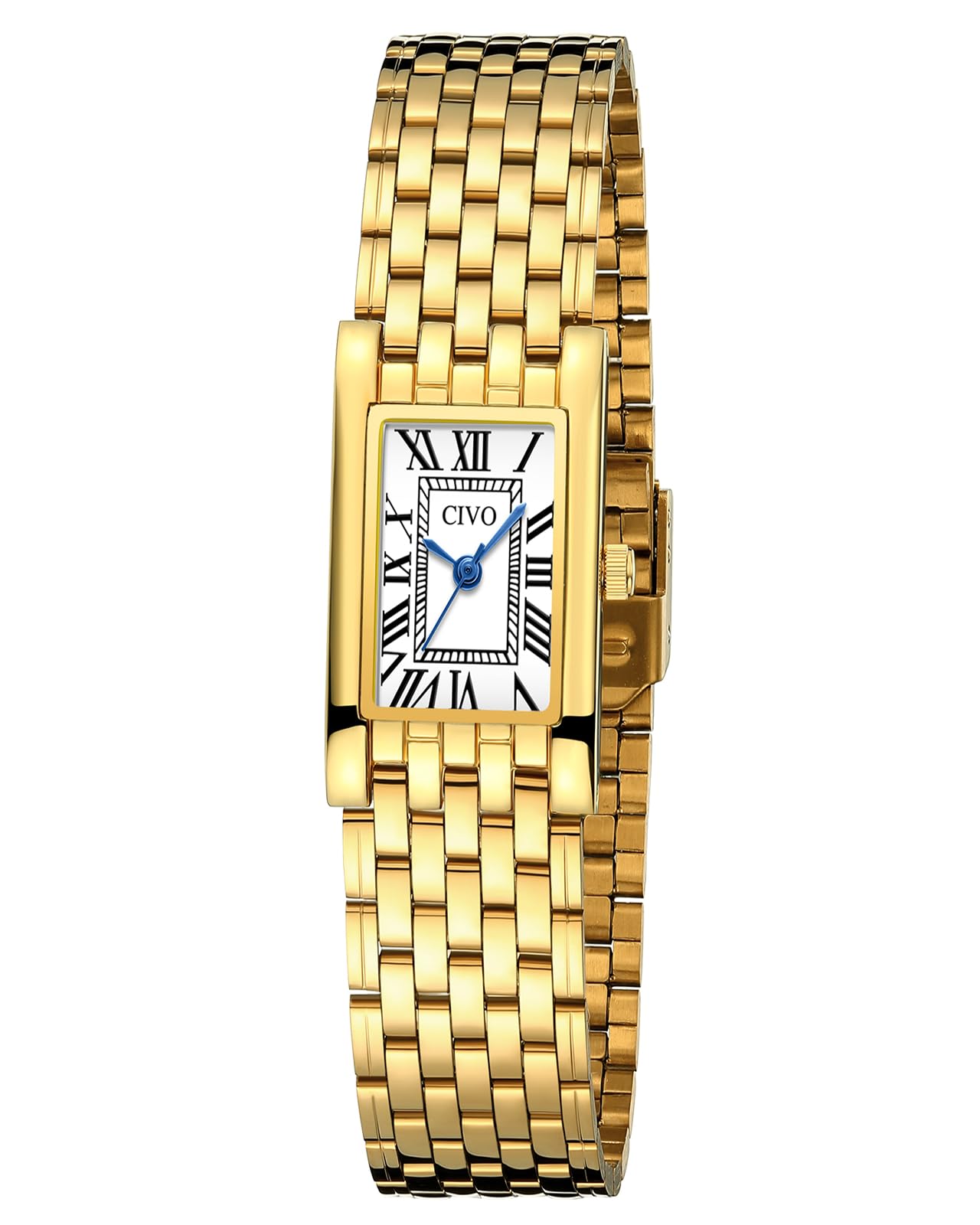 CIVO Vintage Armbanduhr Damen Römisches: Rechteckiges Gehäuse Analoge Damenuhr Gold Silber Edelstahl - Geschenke für Elegante Damen Mama Freundin