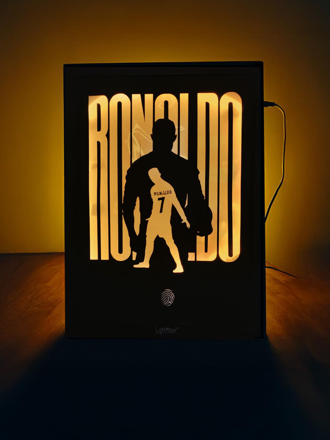 Cristiano Ronaldo Shadow Box | 11.6x15.6 Inch LED Photo Frame | Illuminated Football Art | LED Night Light Painting | Light Up Wall Art | Decorative Light Art Décor | Football Fan Gift