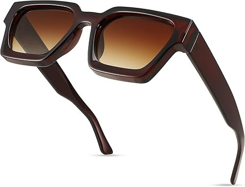 Miniatura 4 de FEISEDY Gafas de sol cuadradas retro de los años 90 para mujeres y hombres, gafas de sol rectangulares gruesas de moda con protección UV400 B2385