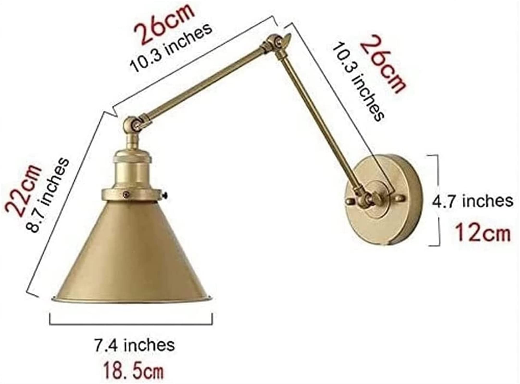 Aplique de pared ajustable industrial, lámpara de pared con brazo oscilante, lámpara de pared de metal retro de granja, accesorio de iluminación único for interiores for dormitorio, sala de estar, coc