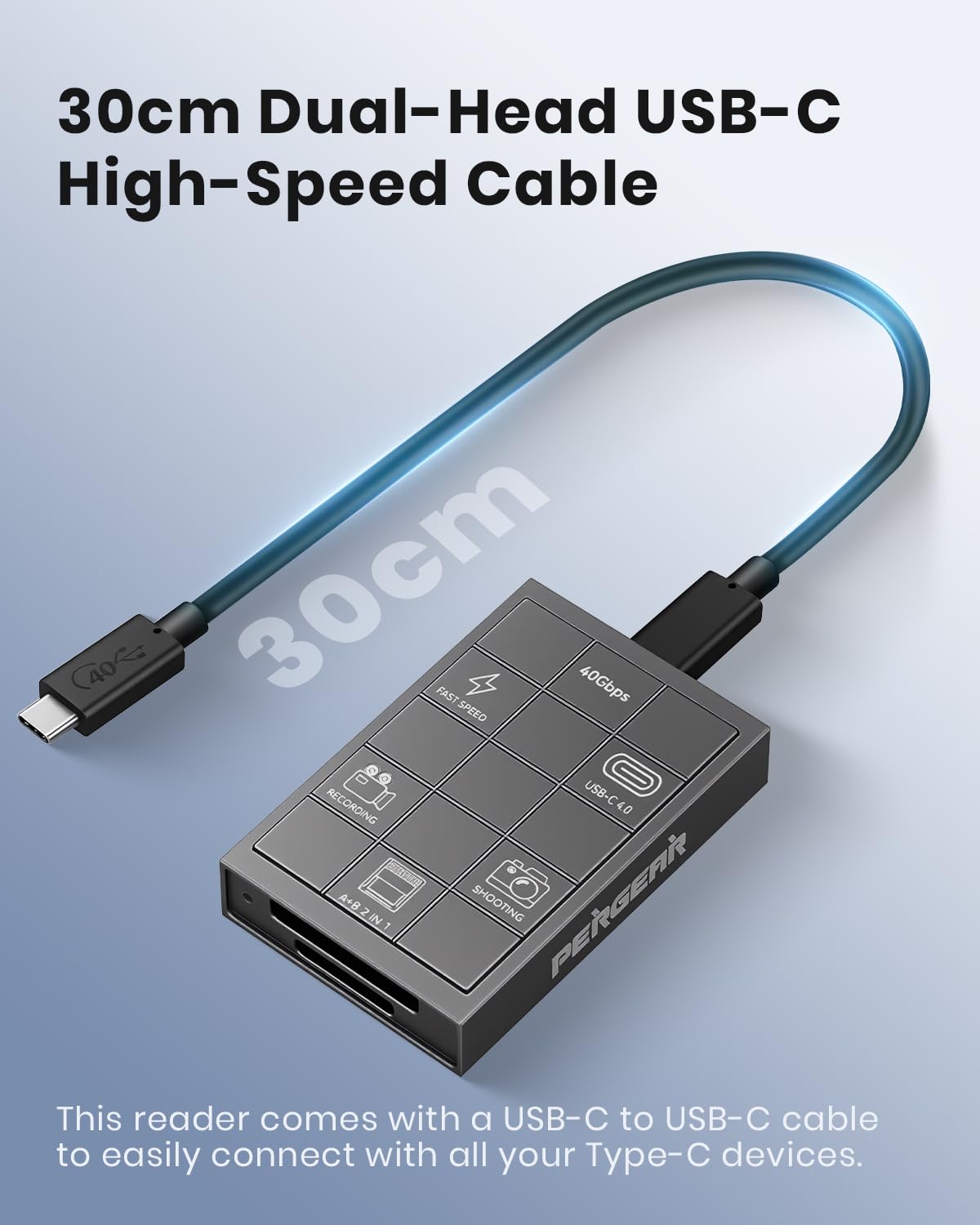 PERGEAR Professioneller CFexpress 4.0 Typ A Kartenleser, USB Typ C 40 Gbit/s Typ C auf CFexpress Typ A+B 2-in-1 Kartenleser, Hochgeschwindigkeitsübertragung für Windows/Mac/Linux/Android/iPad