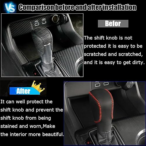 Miniatura 3 de Kakash Accesorios interiores personalizados para Honda HR-V 2023 2024, cubierta de cuero para palanca de cambios automática, funda de cuero para