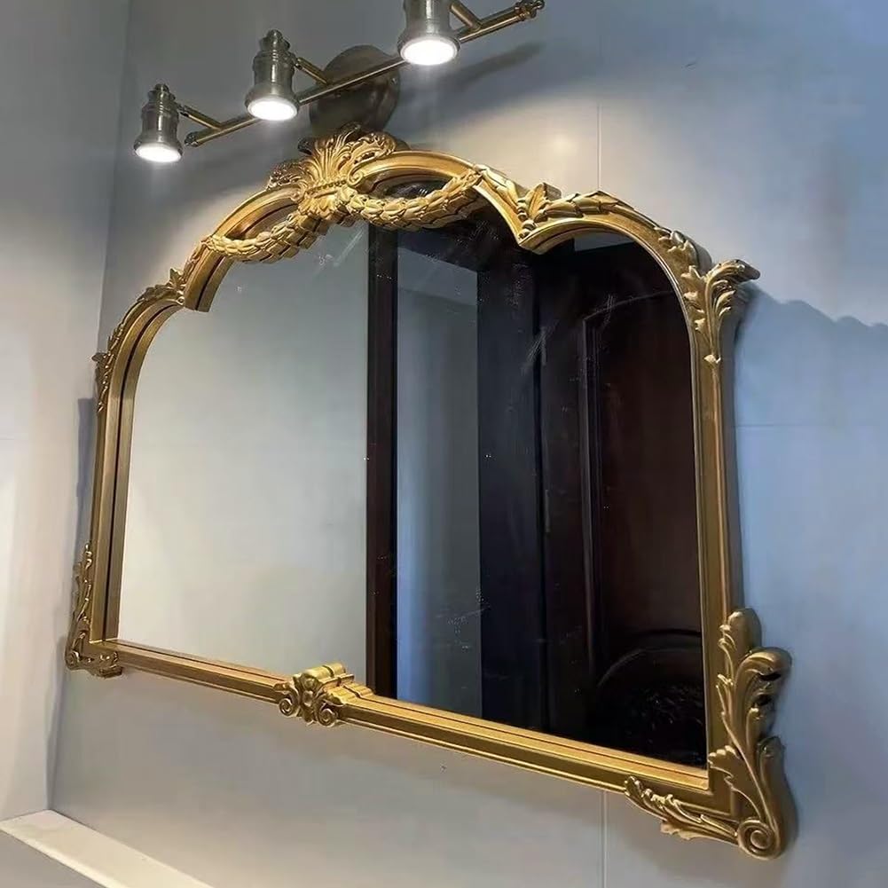 Genérico Espejo Vintage Barraco Dorado de Estilo Antiguo 90x70 cm