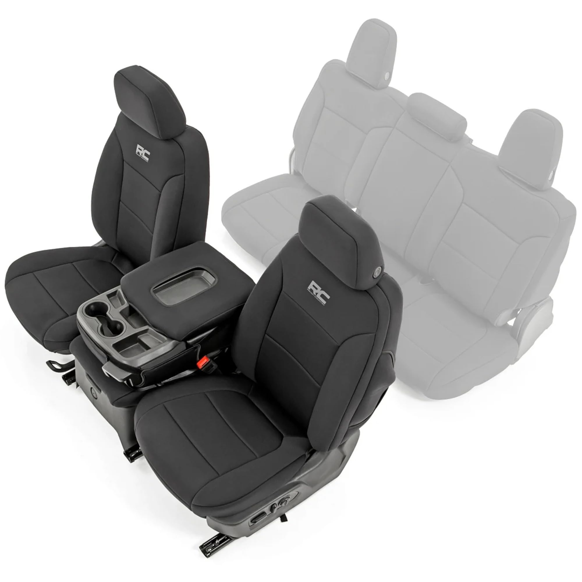 Rough Country Neoprene Front Seat Covers for Chevy Silverado & GMC Sierra 1500 (2019-2026) - Waterproof & UV Resistant, Foam Padded, Front Row Cover Set