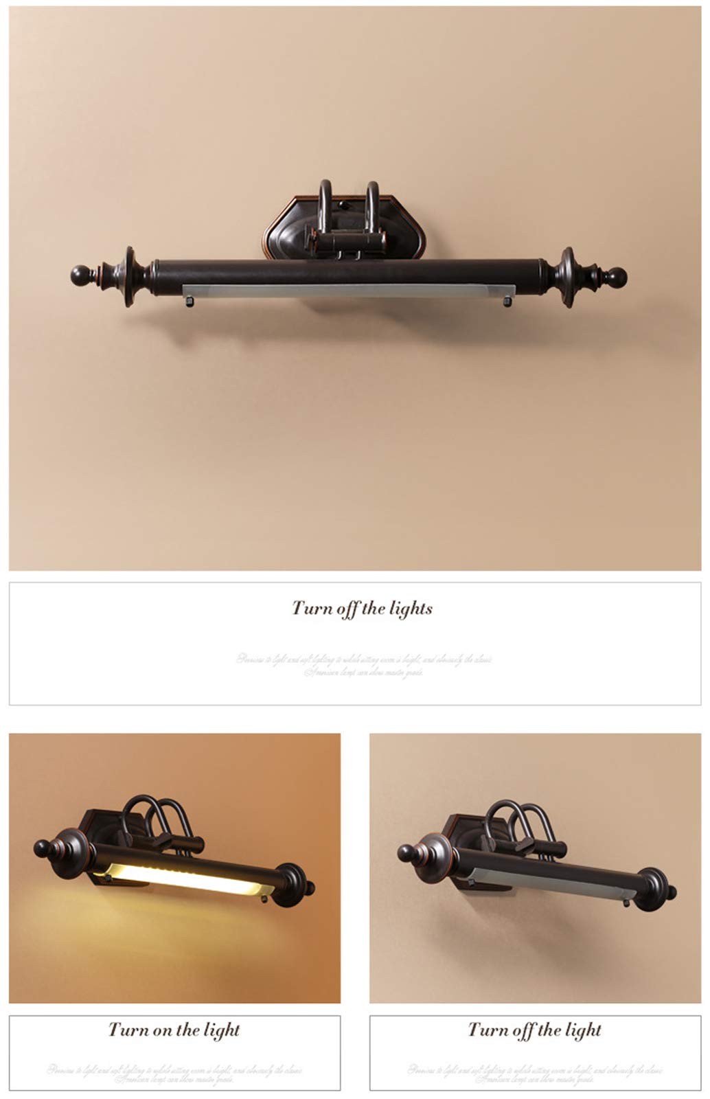 LANMOU LED Spiegelleuchte Schwan Design - 58cm 12W 4000K Neutralweiß