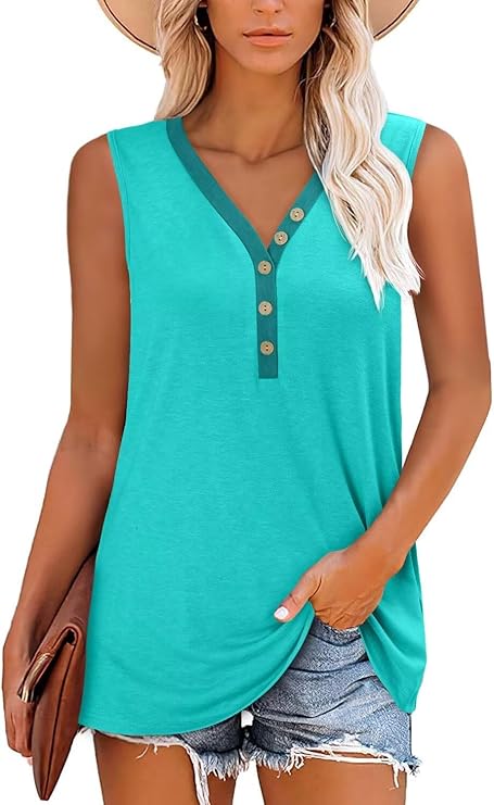 KISSMODA Womens Boho Tops for Summer Sleeveless Tanks Loose Fit Casual Blouse Daily Shirts for Leggings (S-3XL)