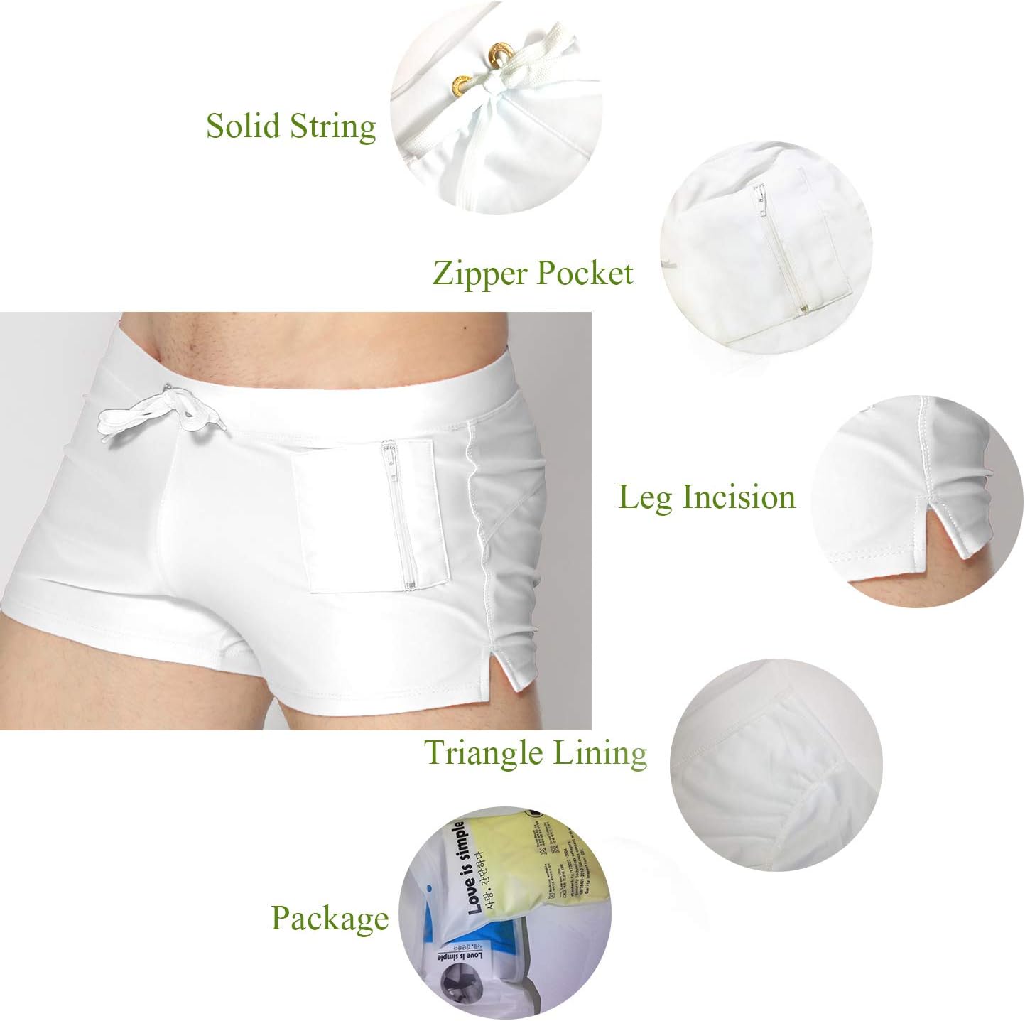 TONLEN Mens Swimwear Short Swim Trunks with Zipper Pocket - Image 4