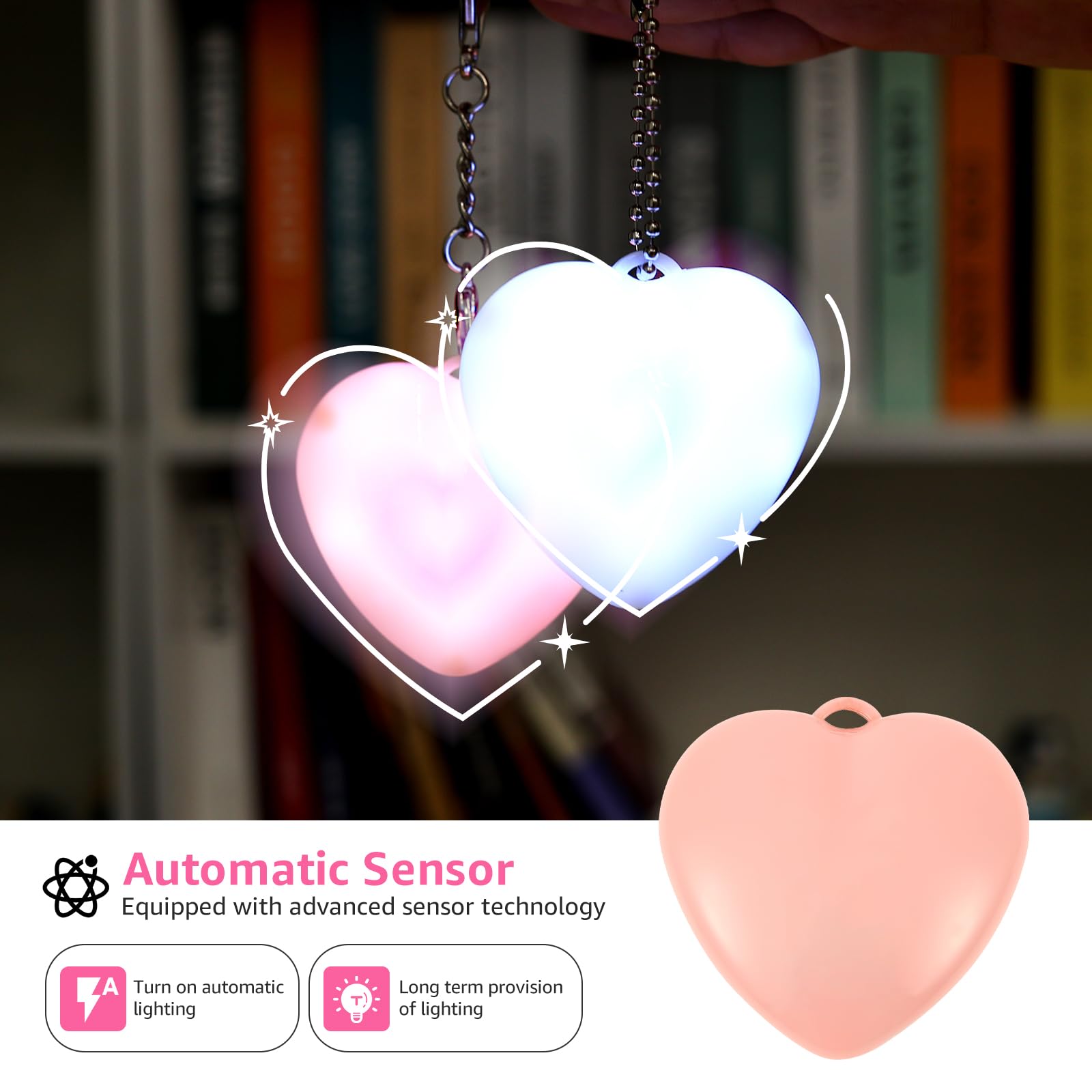 2Pcs Purse Glow Heart Light LED Automatic Sensor Form Purse Lamp Mini Touch Activated Handbag Light Portable Night — view 8