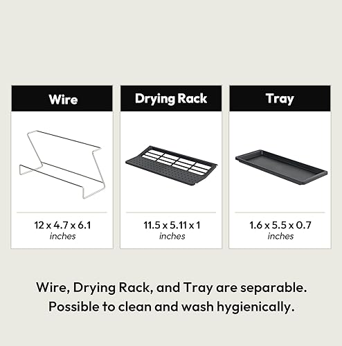 Miniatura 4 de carrotez Estante de secado de botellas, estante para vasos con bandeja de drenaje, aberturas estrechas y anchas con varias capacidades, tipo de taza