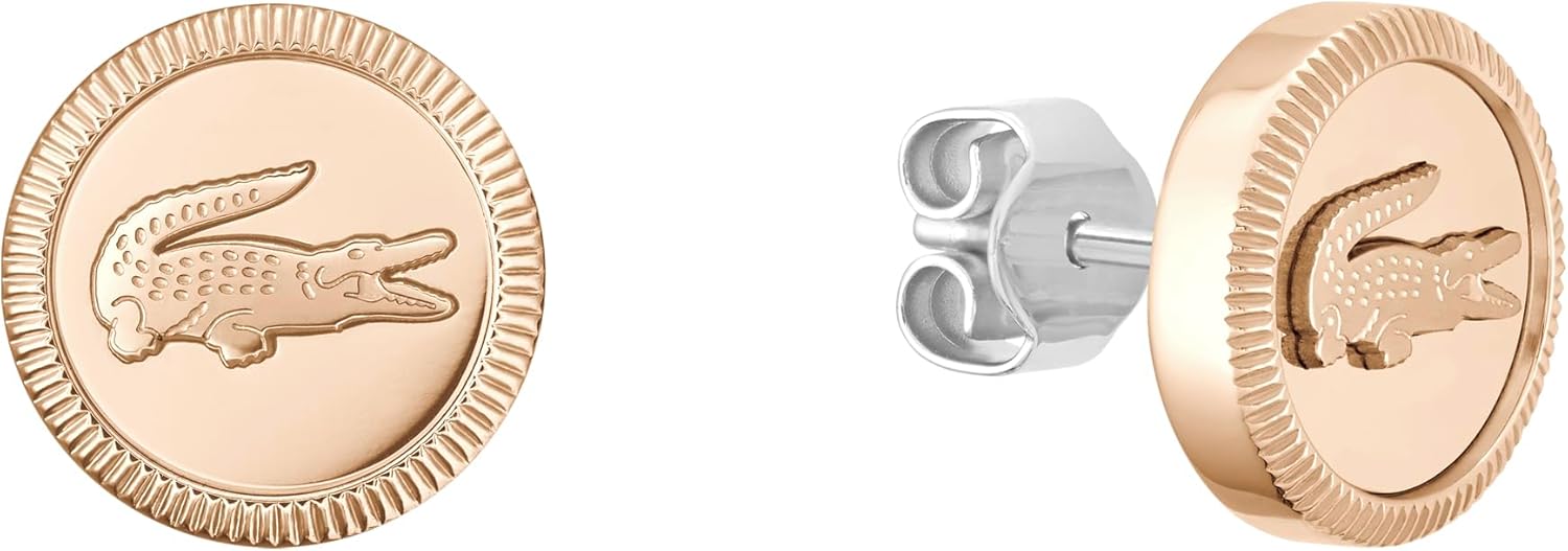 Lacoste Memento Stud Earrings for Women - Stainless Steel Jewelry - Classic Collection, Icon Design - Accessory, Gift for Her