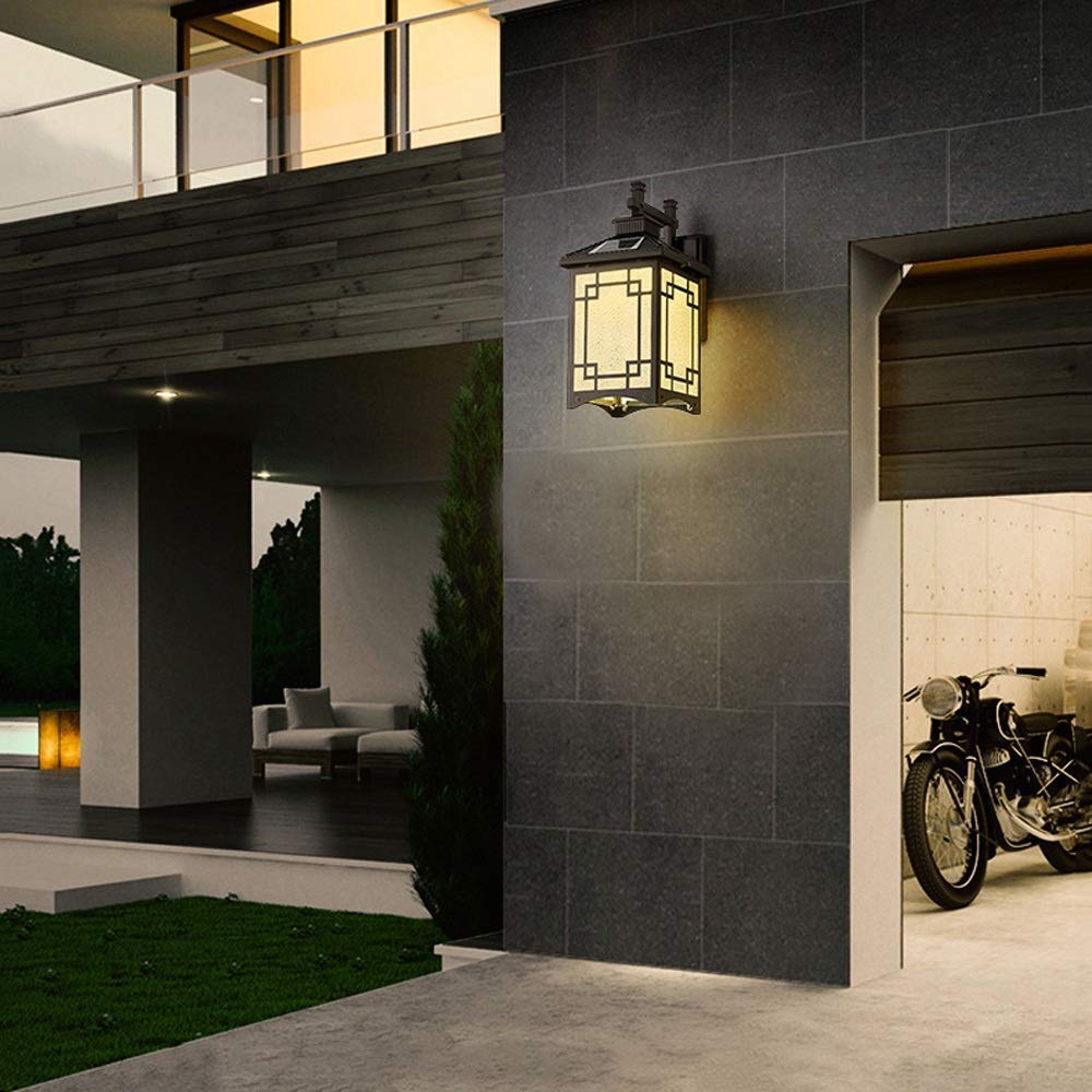 Aluminiowa wodoodporna kreatywna szklana lampa solarna LED do domu ogrodu retro europejski styl retro lampa ścienna na patio okno