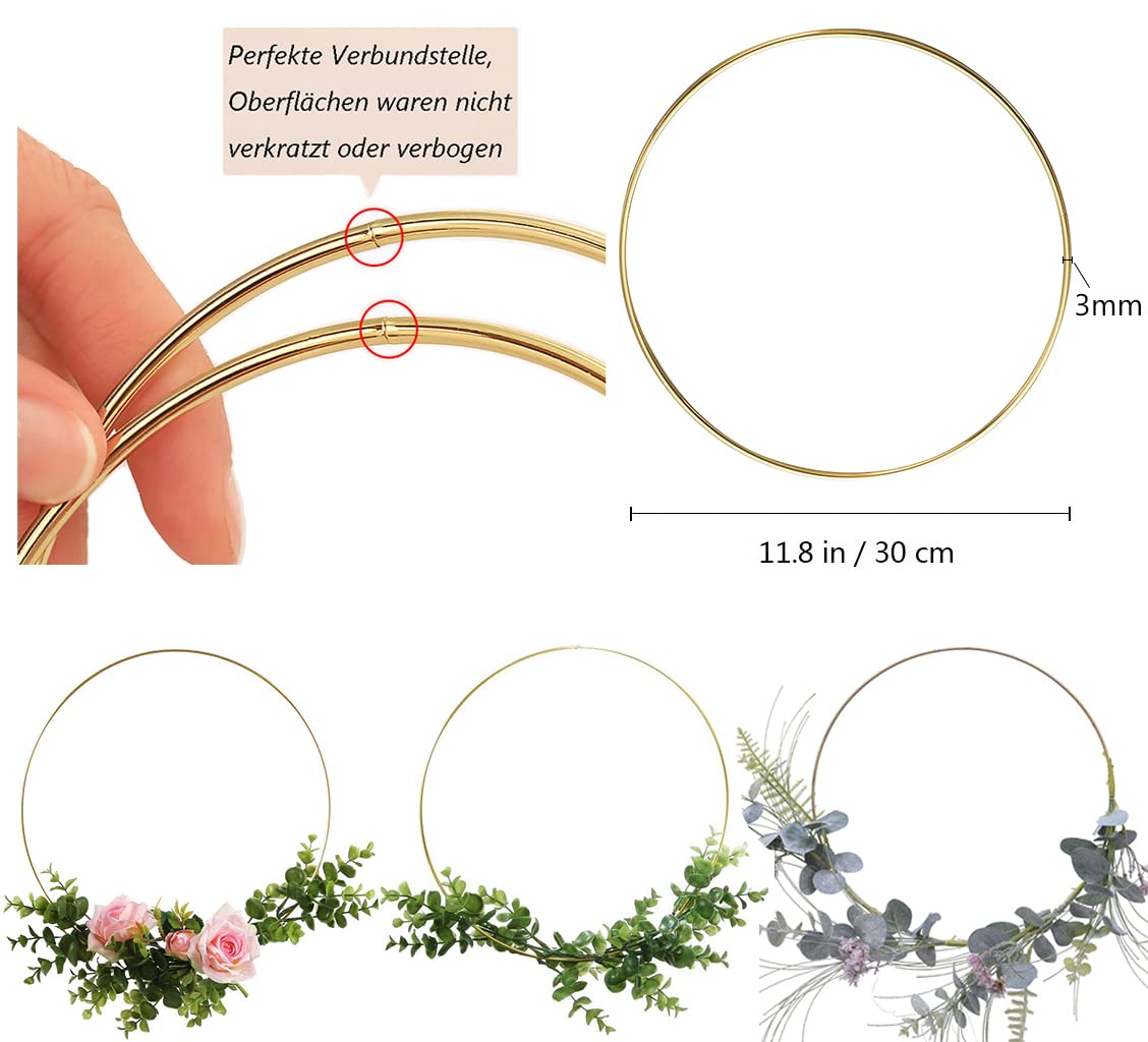 Sporgo Metalen 8 stuks, 4 maten, macramé accessoires, gouden metalen ringen om te knutselen, voor doe-het-zelf bloemenhoop, dromenvanger