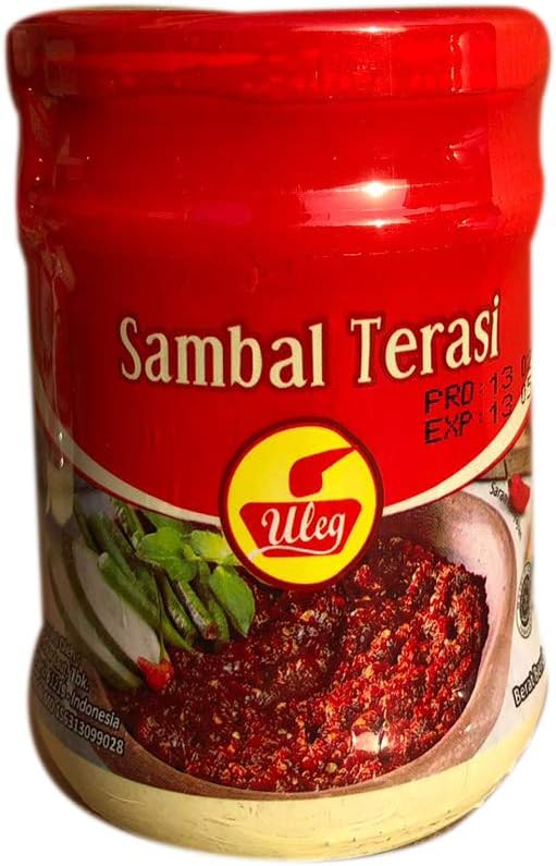 Combo Pack : 1 Sambal Terasi (Blachen Chili Sauce) - 6.7oz 1 Uleg Sambal Pedas Serbaguna (Hot Chili Sauce) - 6.7oz
