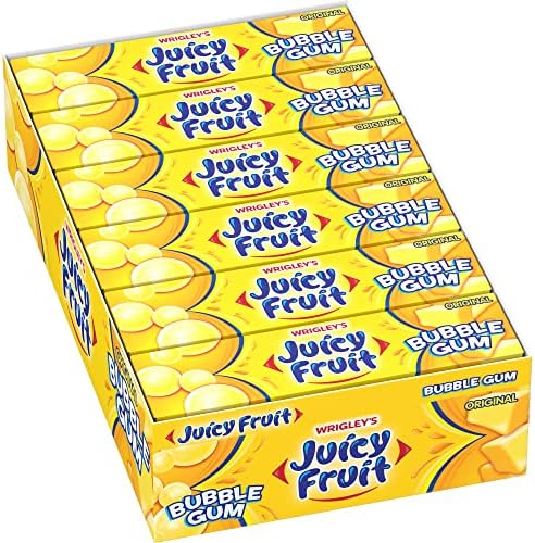 JUICY FRUIT Original Bubble Chewing Gum, 18 Packs of Gum, 5 Ct