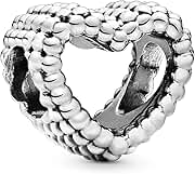 PANDORA Beaded Open Heart Charm - Compatible Moments Bracelets - Jewelry for Women - Gift for Women in Your Life - Made with Sterling Silver, No Gift Box