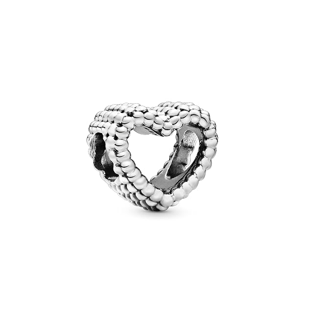 PANDORA Beaded Open Heart Charm - Compatible Moments Bracelets - Jewelry for Women - Gift for Women in