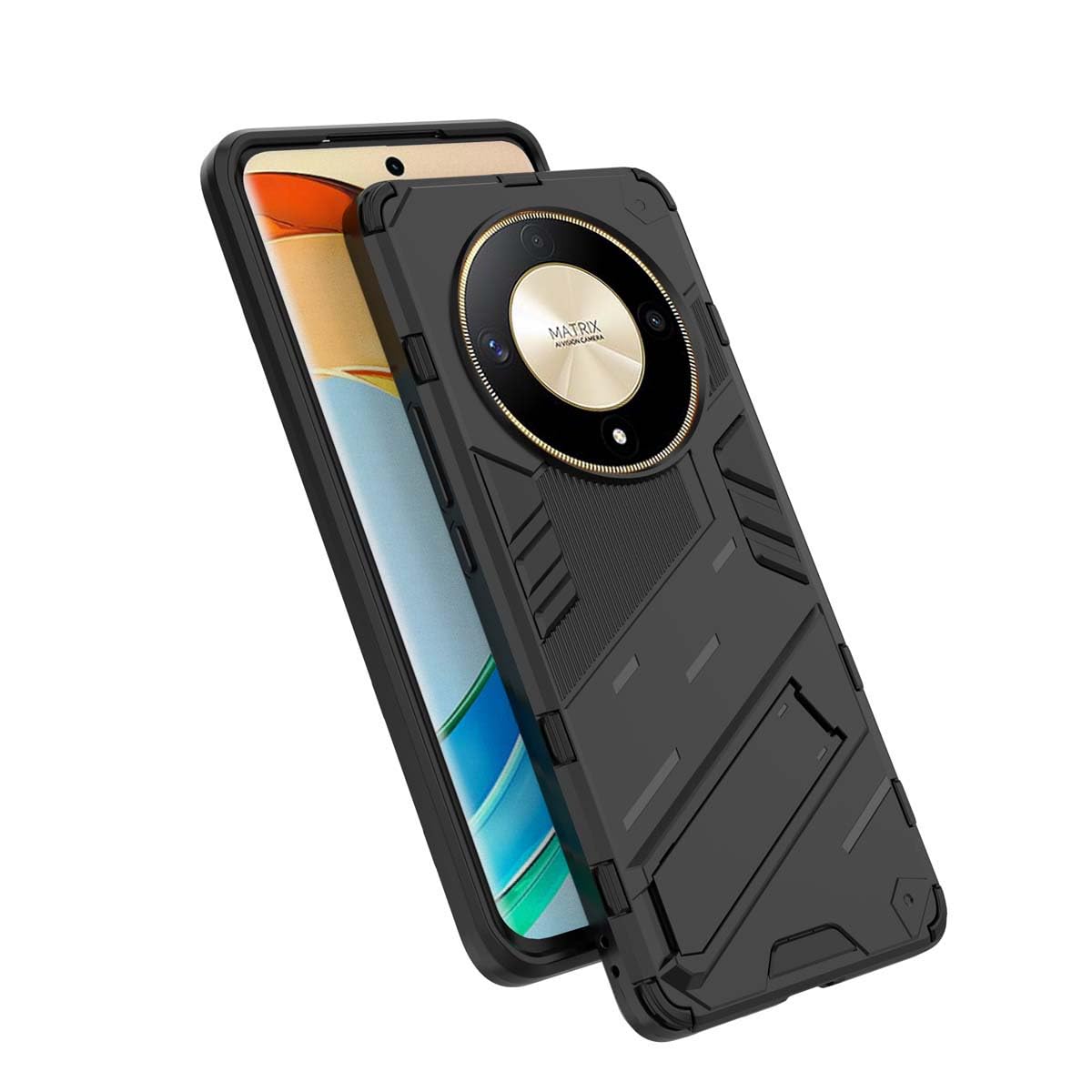 Coque PEIYE Pour Xiaomi Redmi 13 4G / Poco M6 4G – Silicone TPU + Bumper PC, Support Pliable Intégré, Bleu