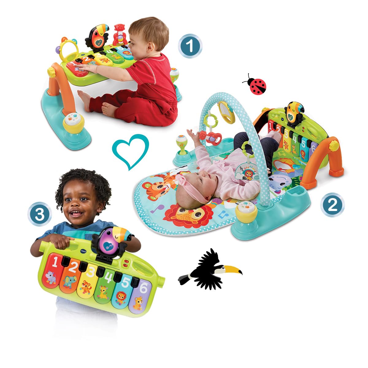 VTech-Baby Mantita y Gimnasio 5 en 1 Pataditas Musicales, Gimnasio evolutivo para bebés +0 Meses, Versión ESP