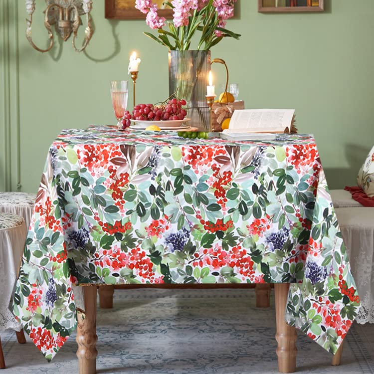 EHouseHomeIndoor Outdoor Cornelia Tablecloth Water Resistant Spill Proof Fabric Floral Design Patio Table Cover for Kitchen,Parties,Holliday,Dinner(52"x52", Square)