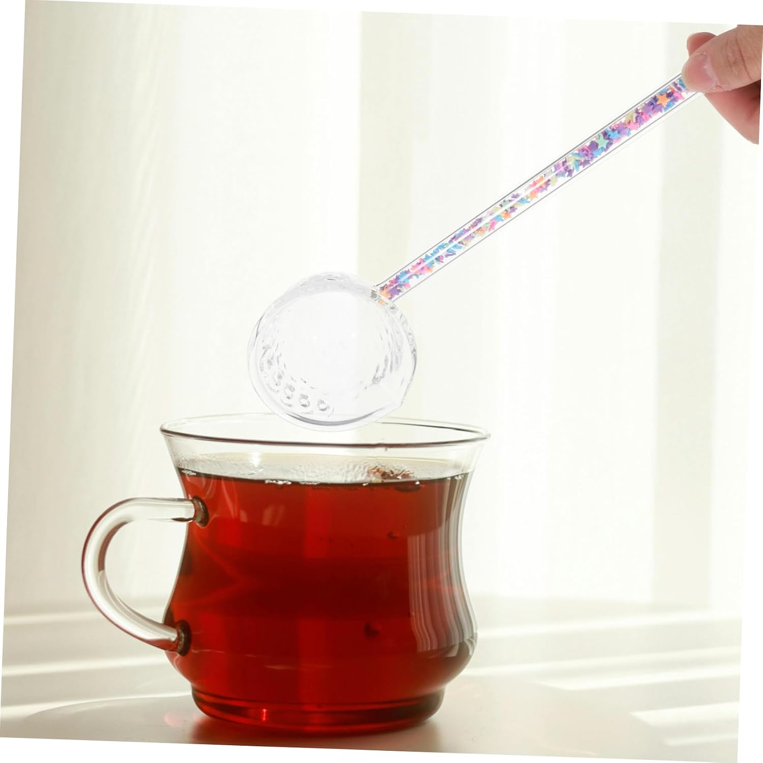 Japanese Colorful Borosilicate Glass Tea Spoon Handheld Decorative Ladle for Loose Tea Serving Spoon for Home Use Dishwasher Safe