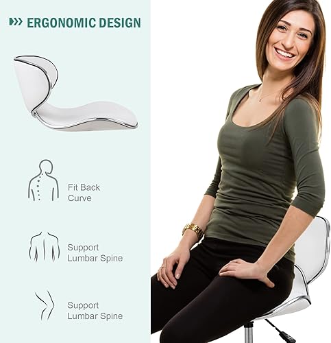 Miniatura 5 de Paddie Taburetes de pedicura para tecnología de uñas juego de 2 taburetes de salón de uñas giratorios cortos de altura ajustable con soporte de