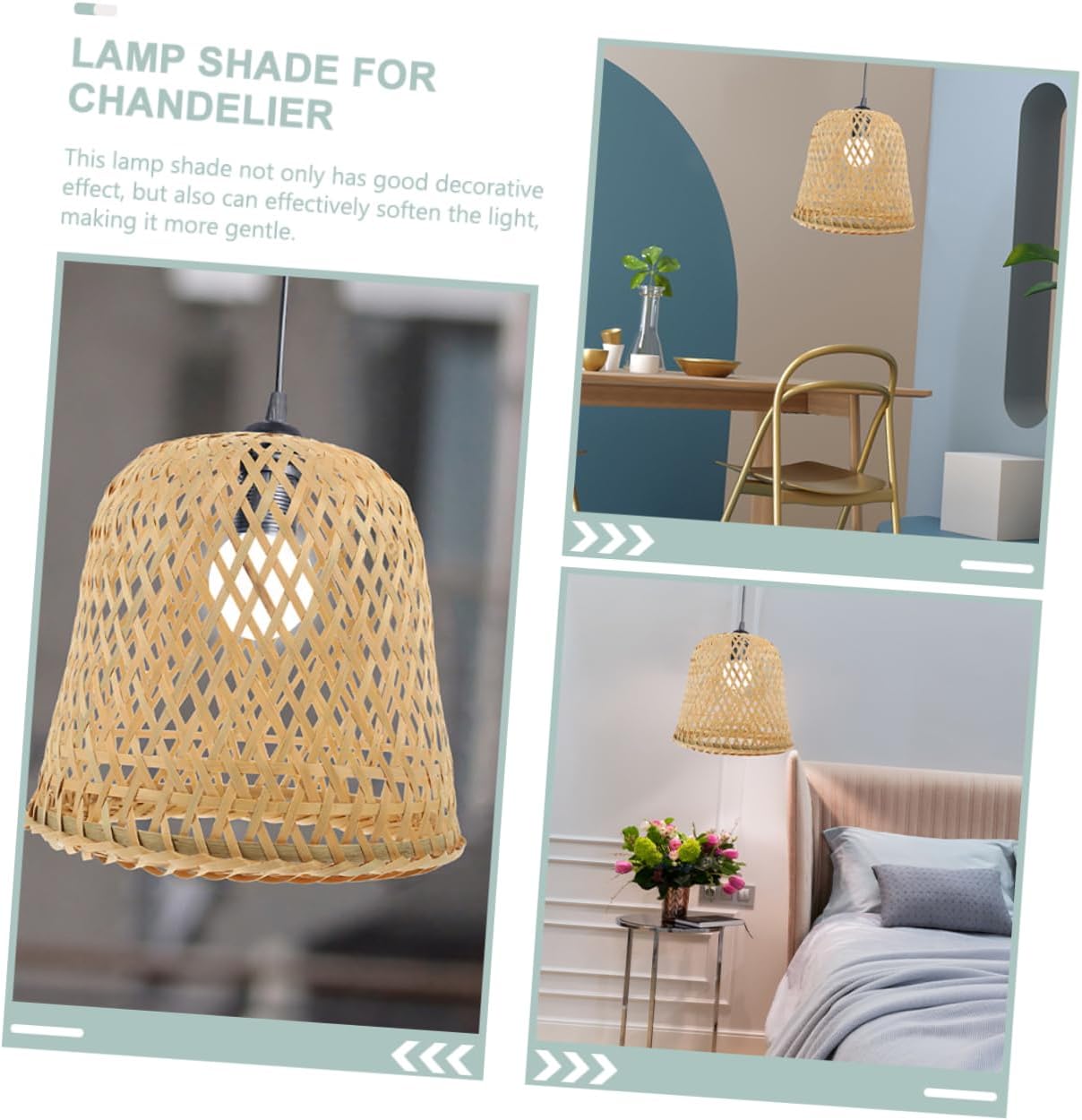 Cabilock Hand-woven Bamboo Pendant Light Shade Ceiling Light Cover Rustic Lampshade for Living Room