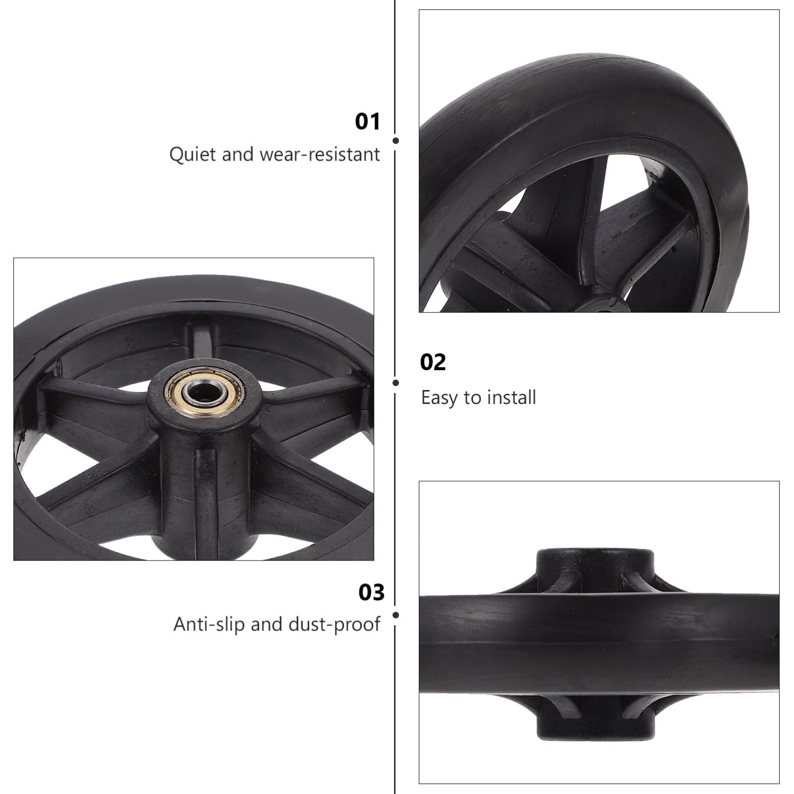 HEMOTON Heavy Duty Wheelchair Front Wheel Replacement Set 8 Inch Universal Castor Wheels for Wheelchairs and Walkers Non-Slip Wear-Resistant Indoor Outdoor - Image 4