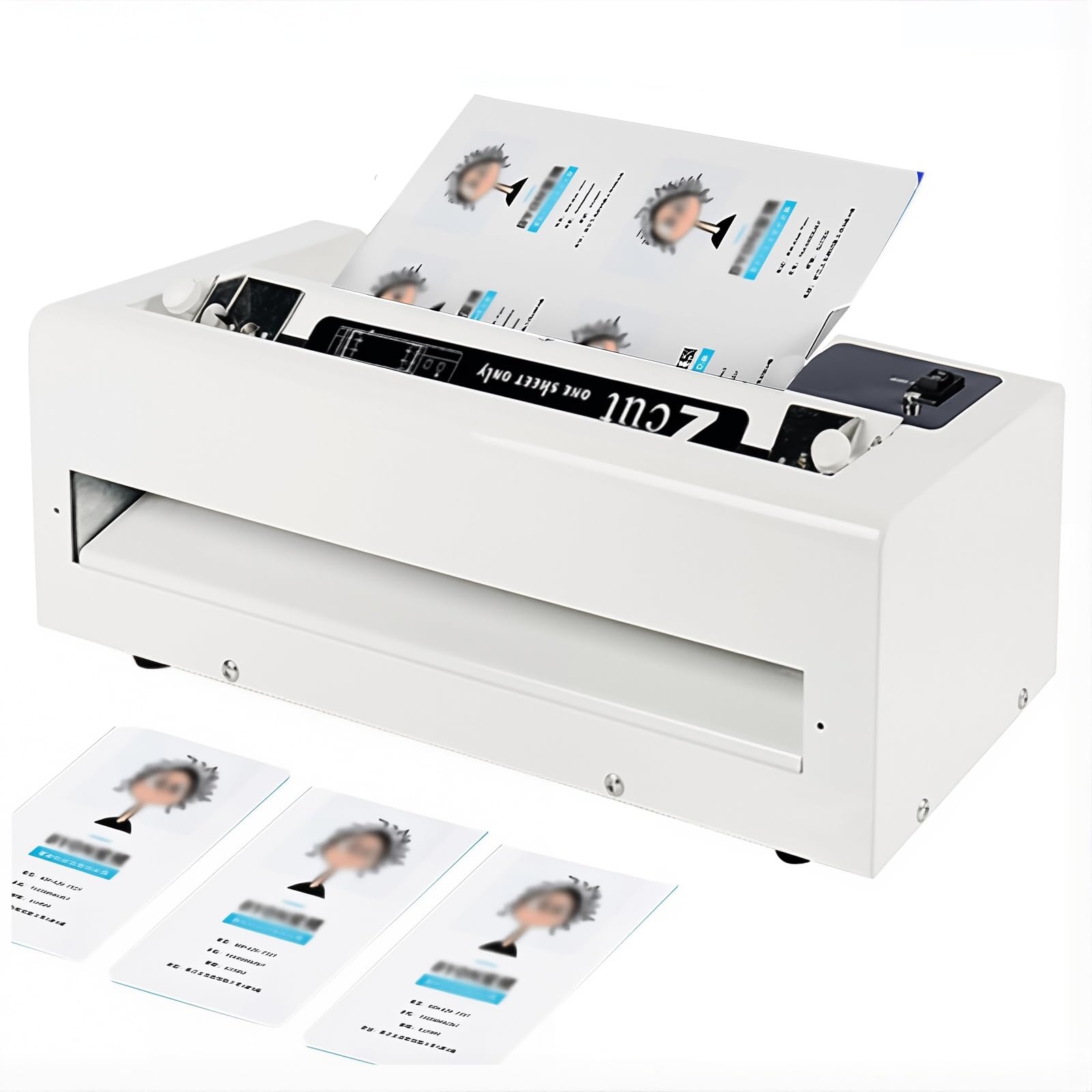 Taglierina elettrica per carte, formato A4 e 90 x 54 mm, con margini regolabili, 30 carte/min, lama in acciaio ad alta precisione per ufficio e negozio di stampa