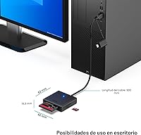 Vista 4 de Lector de tarjetas de memoria, BENFEI 4 en 1 USB 3.0 y USB-C a SD Micro SD Adaptador de lector de tarjetas MS CF, 4 tarjetas de lectura y escritura