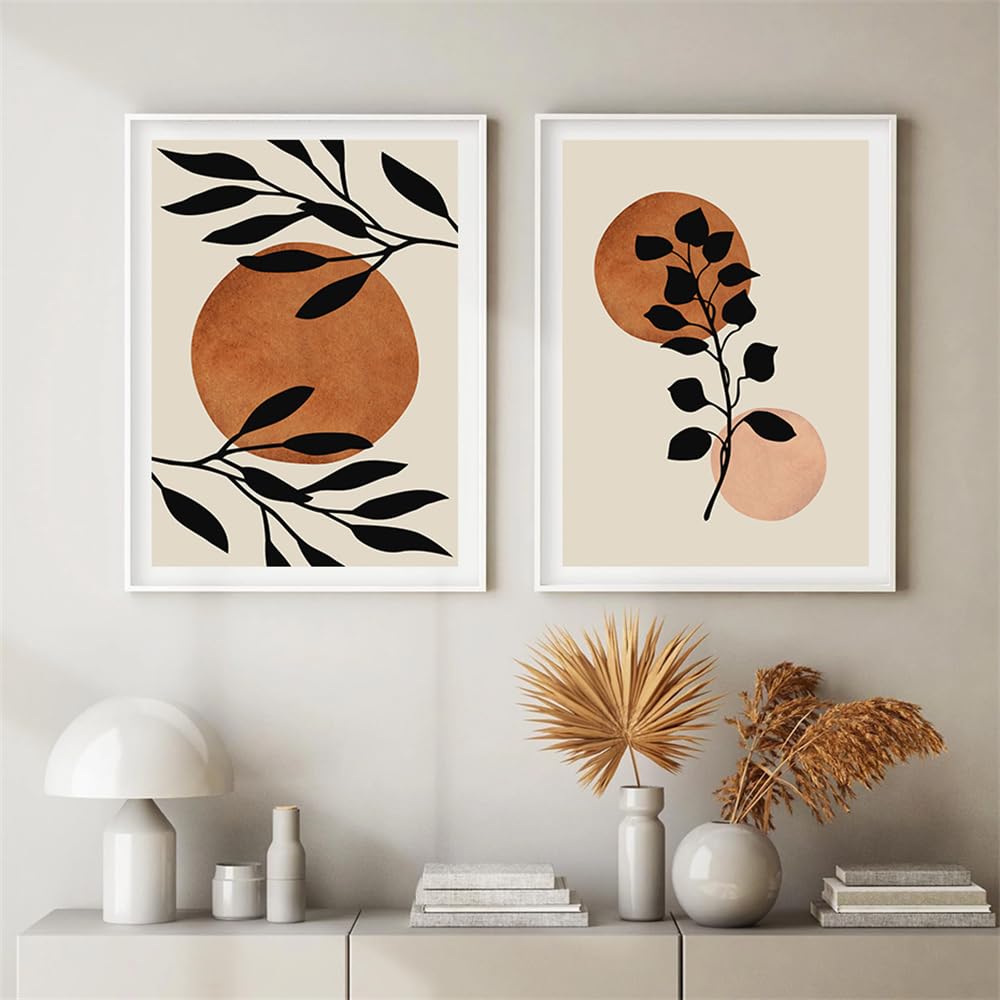 WUHBCZ Art Decor,Boho Abstract Geometric Leaves Plants Posters Wall Art Canvas Paintings Wall Pictures Prints Living Room Kitchen Home Decoration-40 * 50cm*2PCS (No Frame)
