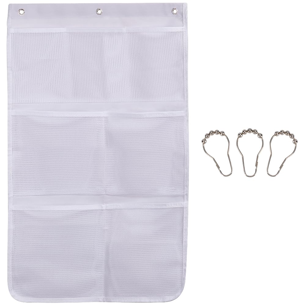CREATCABIN Mesh Shower Caddy 4 Pockets Hanging Shower Organizer Portable Space Saving Bathroom Organizer Quick Drying Mesh Soap