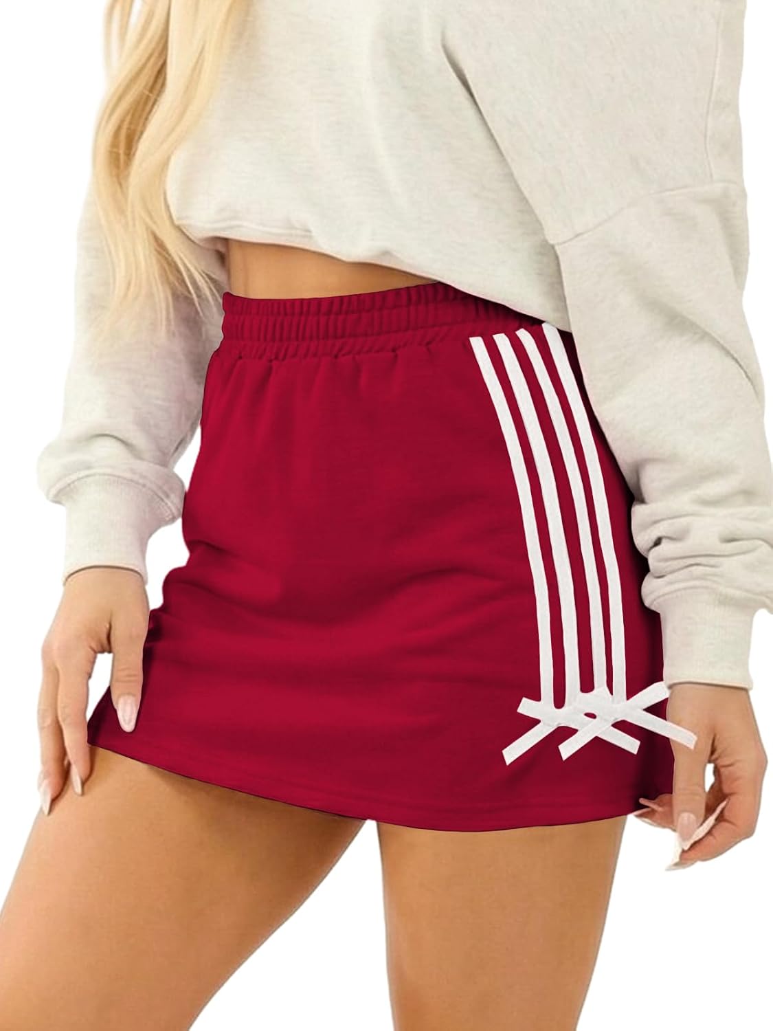 YUNDAI Women's Casual Drawstring Skirt: with Side Ruched Detail Elastic Waist Athletic Mini Skirt