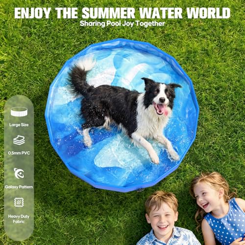 Image of 2026 Foldable Dog Kiddie Pool,Portable Hard Plastic Dog Pool,Thickened Kids Swimming Pool For Small Dogs,Collapsible Pet Pool,NonSlip Foldable Plastic Dog Wading Pool,Bathtub For Puppy,32*8in