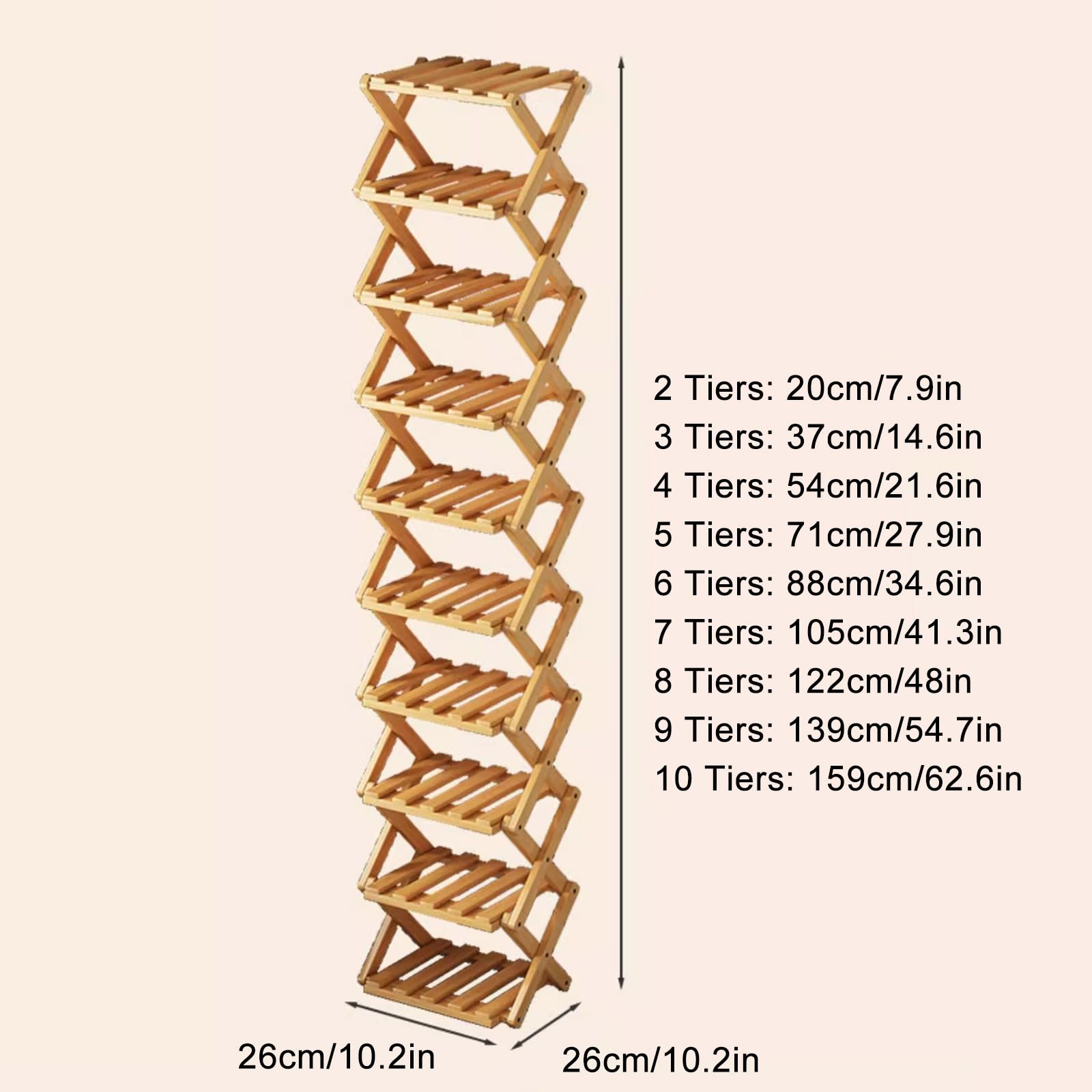 Durevole scarpiera in bambù nizer per ingresso, soggiorno e corridoio, pieghevole, 2 10 ripiani, scaffale verticale per bagno di famiglia e esposizione di fiori