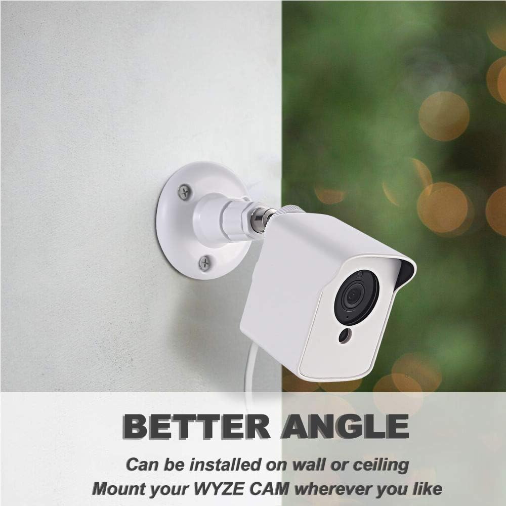 Gresur for Wall Mount Wyze Cam V2, 360 Degree Adjustable Wall Mount with Weather Proof Protective Housing for Indoor Outdoor Use (White, 3 Pack)